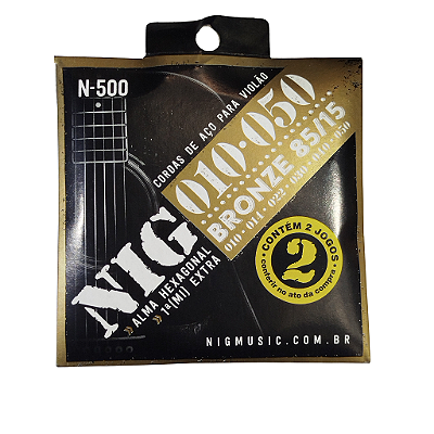 Encordoamento Duplo N500 Para Violão Aço Bronze 010/.050 Nig