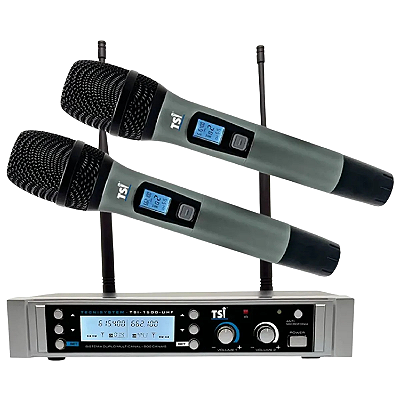 Microfone Duplo De Mão Sem Fio Em Uhf Tsi-1500-uhf - Tsi