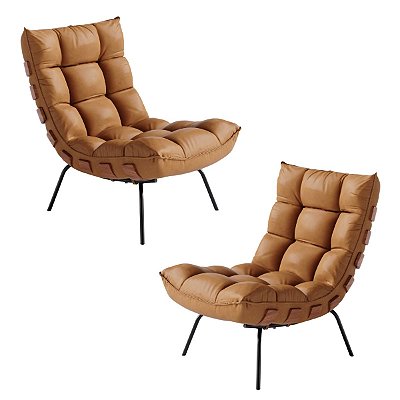 Kit 2 Poltronas Costela Em Corino Marrom