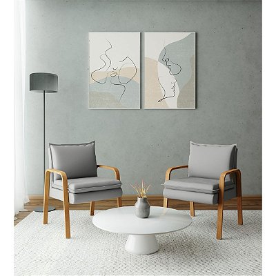 Kit Com 2 Poltronas Decorativa - Veludo Cinza - Bela