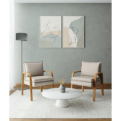 Kit Com 2 Poltronas Decorativa - Veludo Off White - Bela