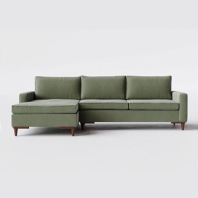 Sofá Living Fixo Chaise Viena 2,40m em Linho Verde Claro
