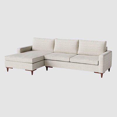 Sofá Living Fixo Chaise Viena 2,40m em Linho Off White Pérola