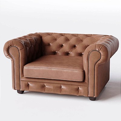 Poltrona Chesterfield em Corino Marrom
