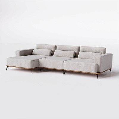 Sofá Houston com Chaise 3,17m em Bouclé Off White Nuvem