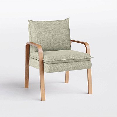 Poltrona Decorativa Bela em Linho Cinza Névoa
