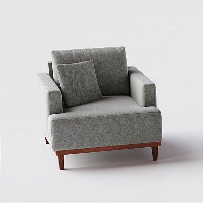 Poltrona Doha em Linho Cinza Claro