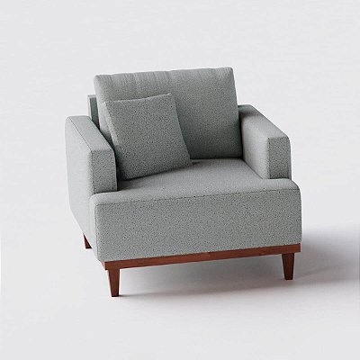 Poltrona Doha e Bouclé Cinza Claro
