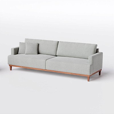 Sofá Living Fixo Doha 2,30m em Linho Cinza Claro