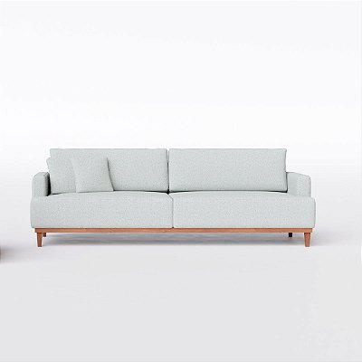 Sofá Living Fixo Doha 2,70m e Bouclé Cinza Claro