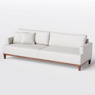 Sofá Living Fixo Doha 2,70m em Couro Off White