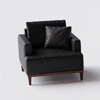Poltrona Doha em Couro Preto