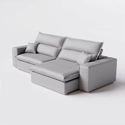Sofá Atlanta Reclinável 2,30m em Chenille Cinza