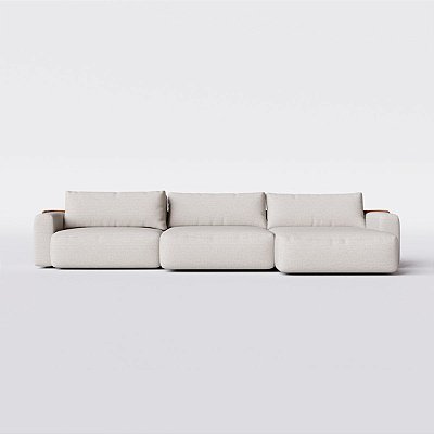 Sofá Cama Ibiza Sem Caixa com Chaise 3,40m em Linho Off White Areia