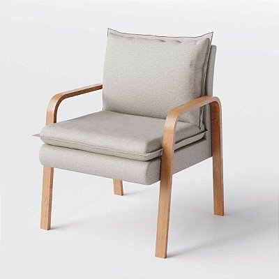 Poltrona Decorativa Bela em Chenille Bege