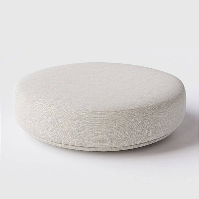 Puff Decorativo Flat 100cm de Diâmetro em Linho Bege Mesclado