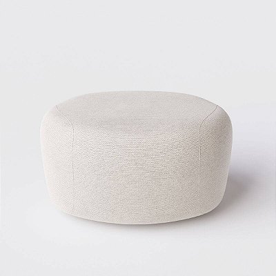 Puff Decorativo Monaco 80cm em Linho Off White Giz