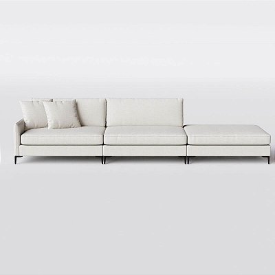 Sofá Living Modulado Monte Carlo 3,38m em Linho Off White Giz