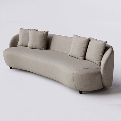 Sofá Living Fixo Mônaco 2,60m em Chenille Castor