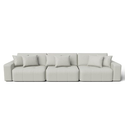 Sofá Cama Luxo Estocolmo Sem Caixa 2,96m em Suede Urbana Off White