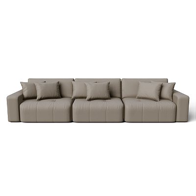 Sofá Cama Luxo Estocolmo Sem Caixa 2,96m em Suede Real Castor