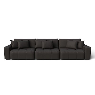 Sofá Cama Luxo Estocolmo Sem Caixa 2,96m em Suede Noite Preto