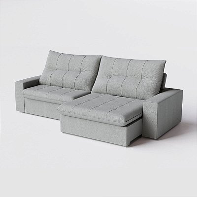 Sofá Toronto Reclinável 2,90m Bouclé Cinza