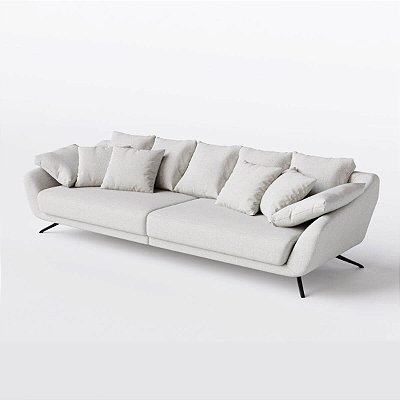 Sofá Living Fixo San Marino 1,96m em Linho Off White Creme