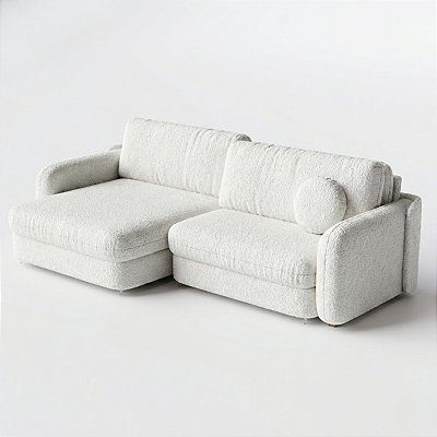 Sofá Cama New Denver Sem Caixa 2,80m em Bouclé Branco Cru