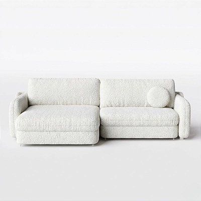 Sofá Cama New Denver Sem Caixa 2,00m em Bouclé Branco Cru