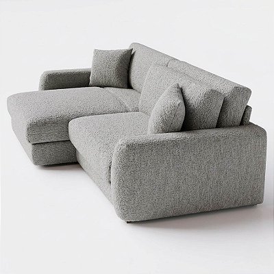 Sofá Cama Bahamas Sem Caixa de 2,60m em Bouclé Cinza