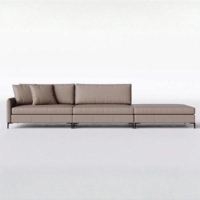 Sofá Living Modulado Monte Carlo 3,38m em Couro Fogg
