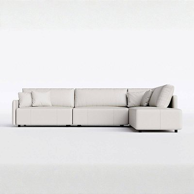 Sofá Living Modulado Mosaico 2,74m x 2,17m em Couro Off White Areia