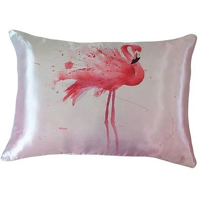 Fronha de Cetim Flamingo Aquarela - Anti Frizz