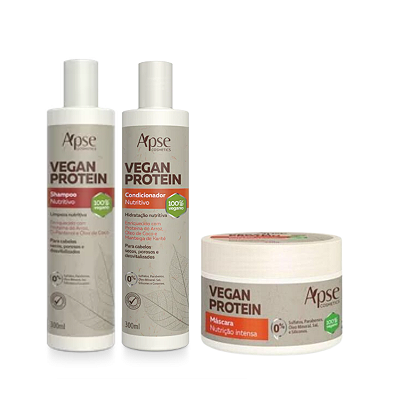 Kit Shampoo, Condicionador e Máscara Vegan Protein - APSE