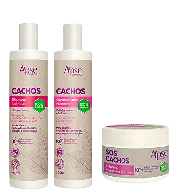 Kit Shampoo, Condicionador e Máscara Sos Cachos - APSE