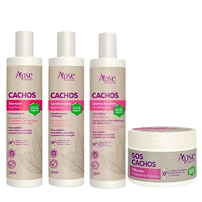 Kit Shampoo, Condicionador, Gelatina e Máscara Sos Cachos - APSE