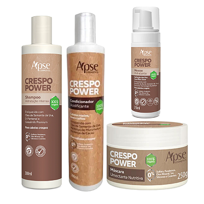 Kit Shampoo, Condicionador, Mousse e Máscara Crespo Power - APSE