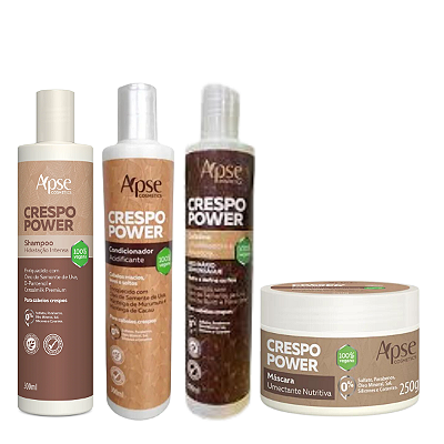 Kit Shampoo, Condicionador, Gelatina e Máscara Crespo Power - APSE