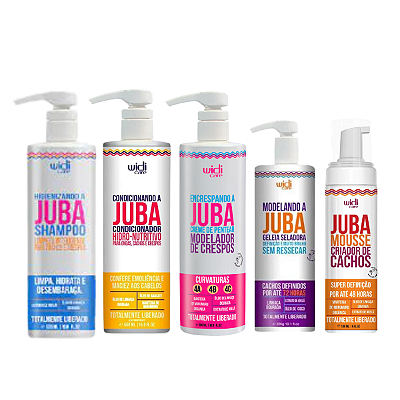 Kit Shampoo, Condicionador, Encrespando, Geleia e Mousse Juba - WIDI CARE