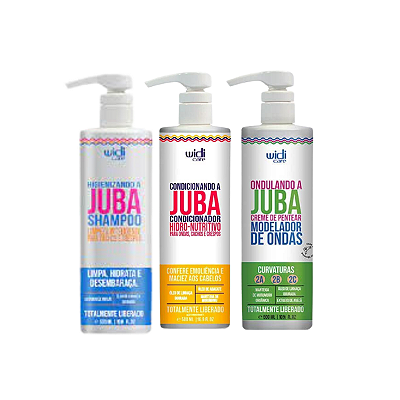 Kit Shampoo, Condicionador, Ondulando e Geleia Juba - WIDI CARE - Onda dos  Cachos