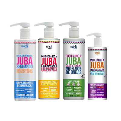 Kit Shampoo, Condicionador, Ondulando e Geleia Juba - WIDI CARE