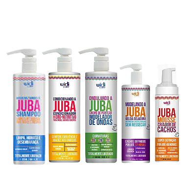 Kit Shampoo, Condicionador, Ondulando, Geleia e Mousse Juba - WIDI CARE