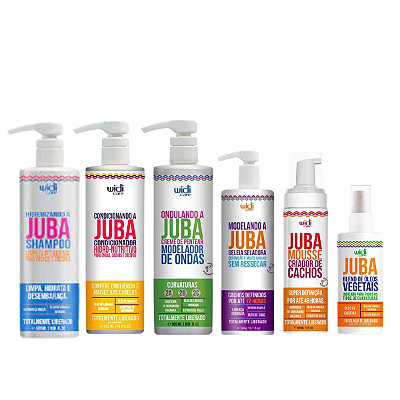 Kit Shampoo, Condicionador, Ondulando, Geleia, Mousse e Blend Juba - WIDI CARE