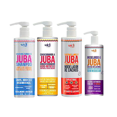 Kit Shampoo, Condicionador, Encaracolando e Geleia Juba - WIDI CARE