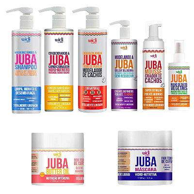 Kit Shampoo, Condicionador, Encaracolando, Geleia, Mousse, Blend, Manteiga e Máscara Juba - WIDI CARE