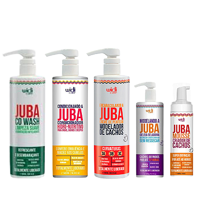 Kit Co-Wash, Condicionador, Encaracolando, Geleia e Mousse Juba - WIDI CARE