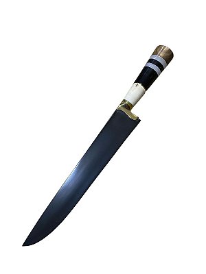 Faca Tradicional artesanal para churrasco carbono 10" cabo misto