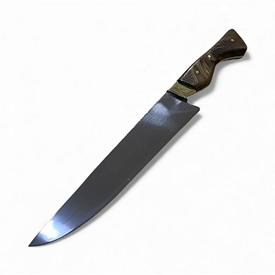 Faca churrasco FULL TANG inox 8" cabo madeira