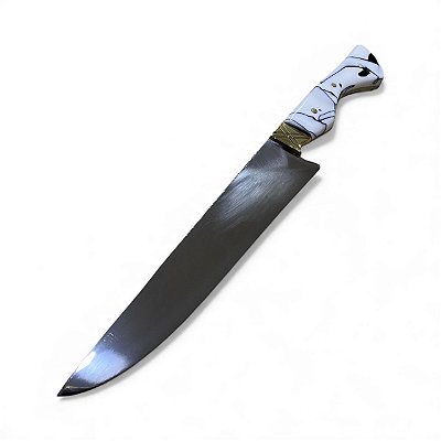 Faca churrasco FULL TANG inox 8" cabo resina branca